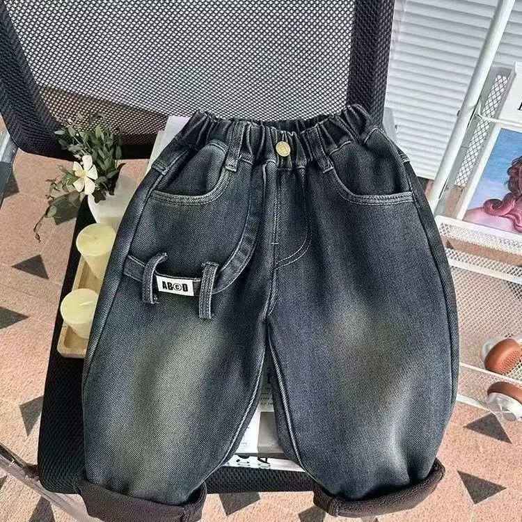 Детские тёплые зимние джинсы, брюки для отдыха, корейский стиль