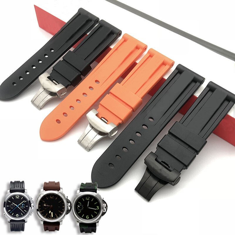 Pena Sea Rubber Watch Band Original Butterfly Buckle Folding Buckle Waterproof Rubber Silicone Strap Male 22 24mm