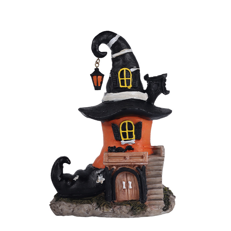 新しいハロウィン魔女ブーツハウス樹脂装飾品ホームデスクトップバーハロウィン雰囲気装飾小さな装飾品|undefined