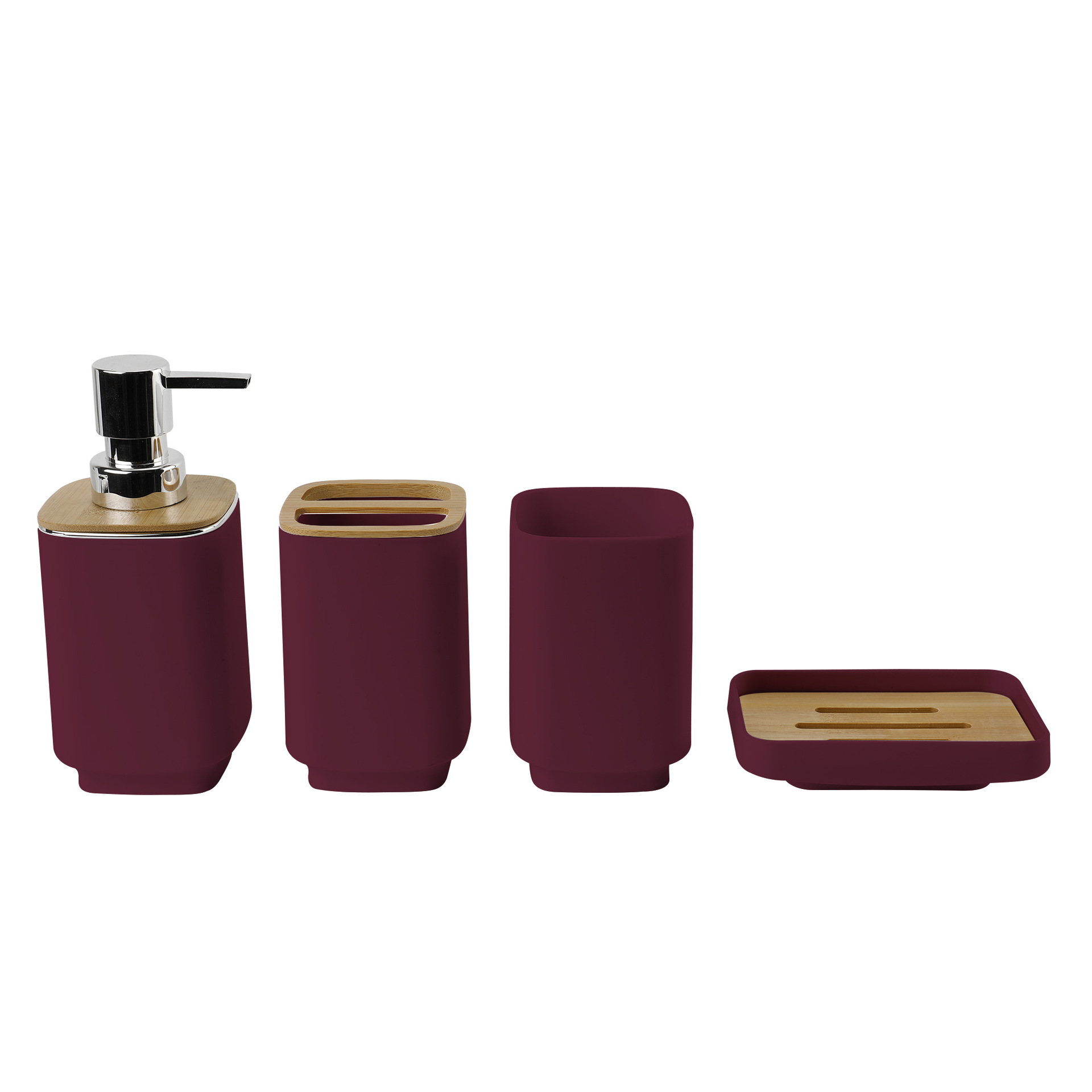 7002 cubierta de bambú de cuatro piezas conjunto-vino rojo