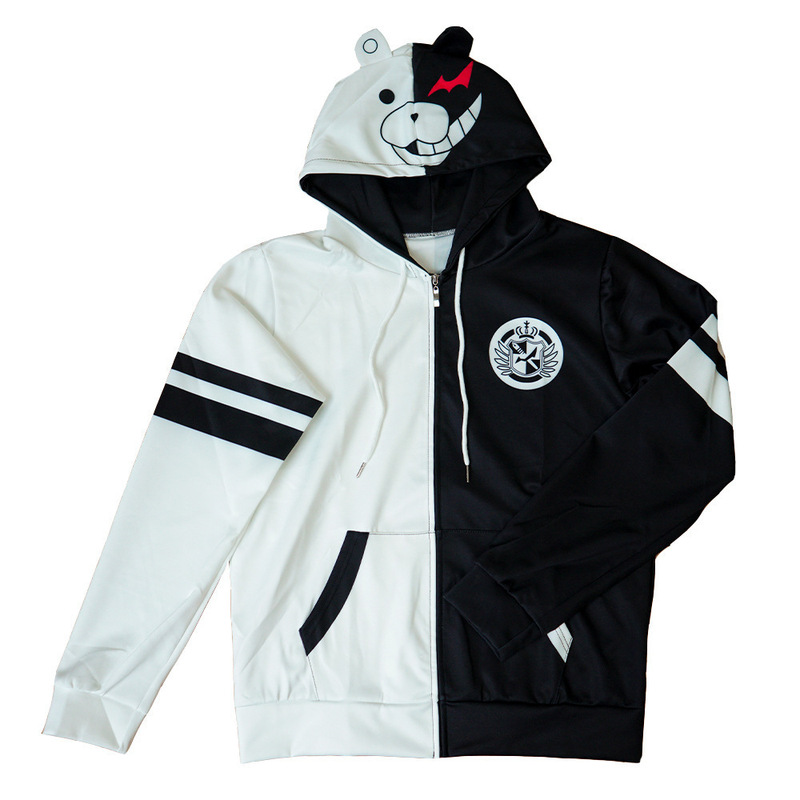 Foreign trade wish Amazon new bullet theory broken black white bear hooded sweater anime game co coat Foreign trade wish Amazon new bullet theory broken black white bear hooded sweater anime game co coat