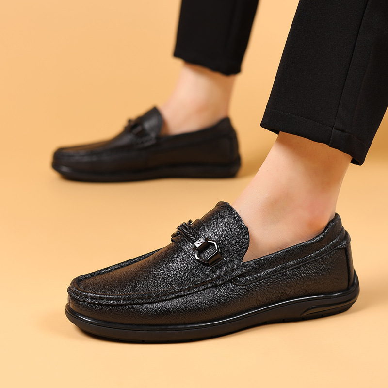 2024 verano primera capa de piel de oveja zapatos de guisantes para hombres cuero genuino zapatos de cuero casuales para hombres zapatos Lefu zapatos para hombres zapatos individuales