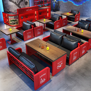 Industrial Style Bistro Qingba Bar Bar Card Seat Sofa Milk Tea Shop Coffee Theme Restaurant Barbecue Restaurant Dining Bar Tables and Chairs