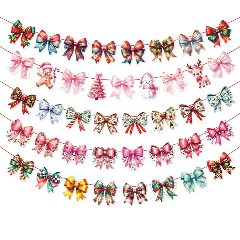 Nuevo producto Decoración de Navidad Banner Tirando de la bandera Bowknot Fiesta de Navidad Decoración de fondo Tirando de la bandera Decoración del lugar