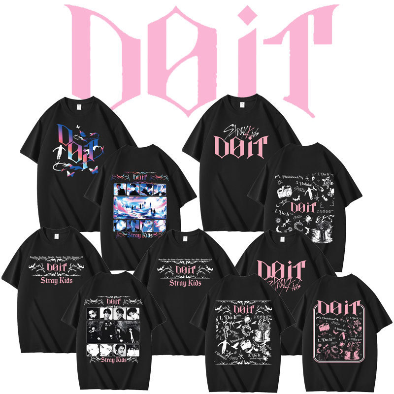 Independent Station Supports Stray Kids Do It Track Peripheral Combination Printed Autumn and Winter Short-Sleeved T-Shirt Independent Station Supports Stray Kids Do It Track Peripheral Combination Printed Autumn and Winter Short-Sleeved T-Shirt
