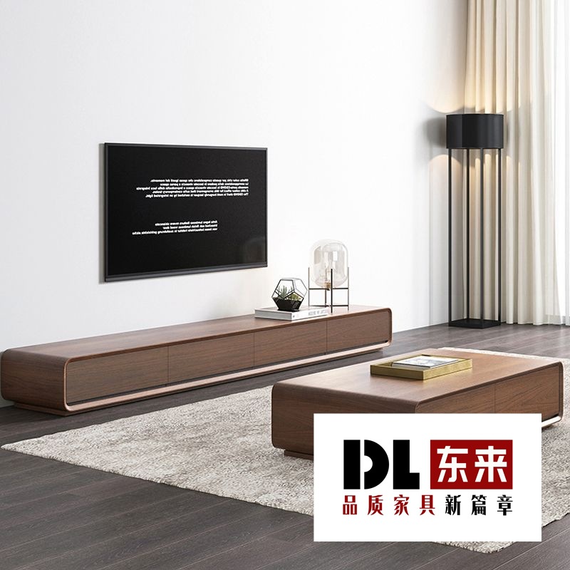All Solid Wood Tv Cabinet, Antique Style, Minimalist Style Floor Cabinet, Walnut Color, Small Apartment Living Room, Narrow Floor-Standing Floor-Standing Platform