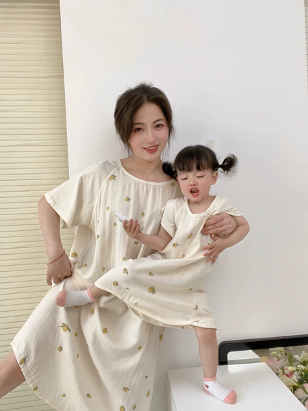 Lemon milk tea, pijama, with short sleeve