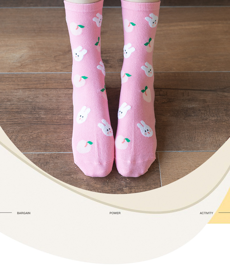 Calcetines tipo crew unisex estilo coreano frutas algodón_voghion.com