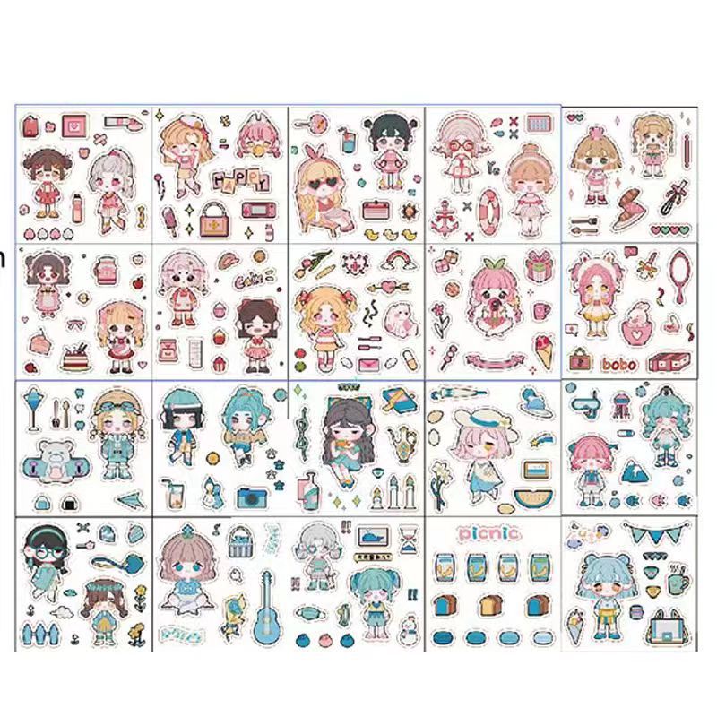 Diario pegatinas diario libro niña niños pegatinas traje Gu Ka impermeable lindo material de la historieta transparente al por mayor