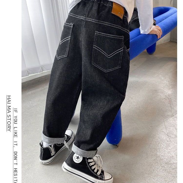 Jeans de tendencia para niños primavera y otoño nuevo vestido de otoño pantalones largos para niños pantalones de callejera fritos para niños image 2