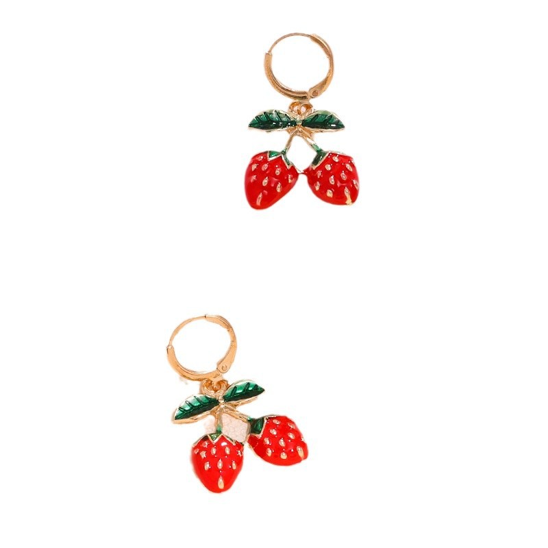 1 juego de estilo encantador y encantador inswind nicho aleación ligera de lujo estrawberry collar pendientes de joyería