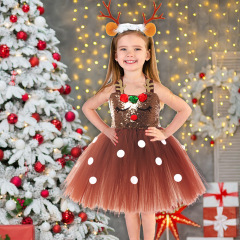 アマゾンの爆発物tuuクリスマスのヘラジカのスカートの子供のガーゼのスカート