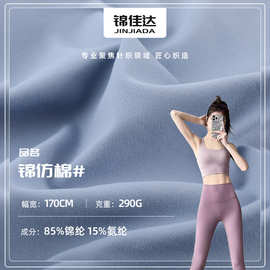 290g锦仿棉瑜伽布料 涤氨外套莱卡瑜伽服面料 骑行服运动服面料
