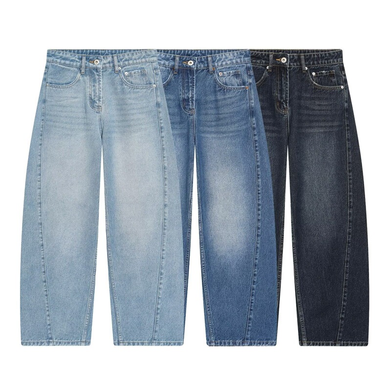 Taop&Za Autumn and Winter New Women's Commuter Fashion Mid-Waist Loose Barrel Jeans Casual Pants Taop&Za Autumn and Winter New Women's Commuter Fashion Mid-Waist Loose Barrel Jeans Casual Pants