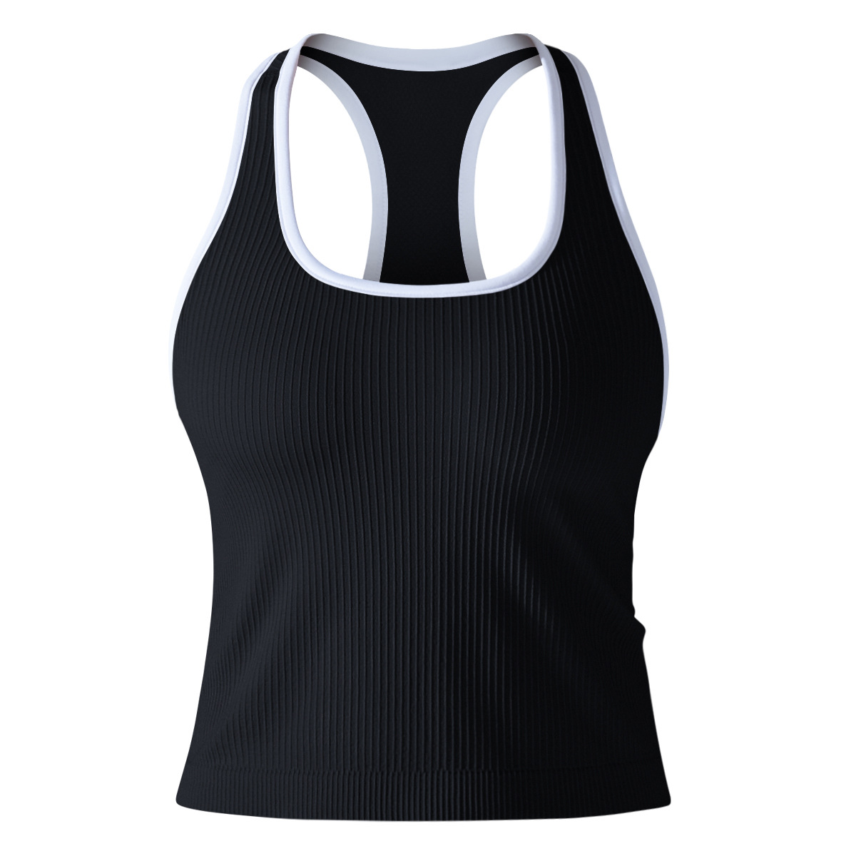 Chaleco largo ajustado ajustado con hilo de color sólido europeo y americano transfronterizo, deportes, correr, fitness, ropa de yoga, top femenino image 10