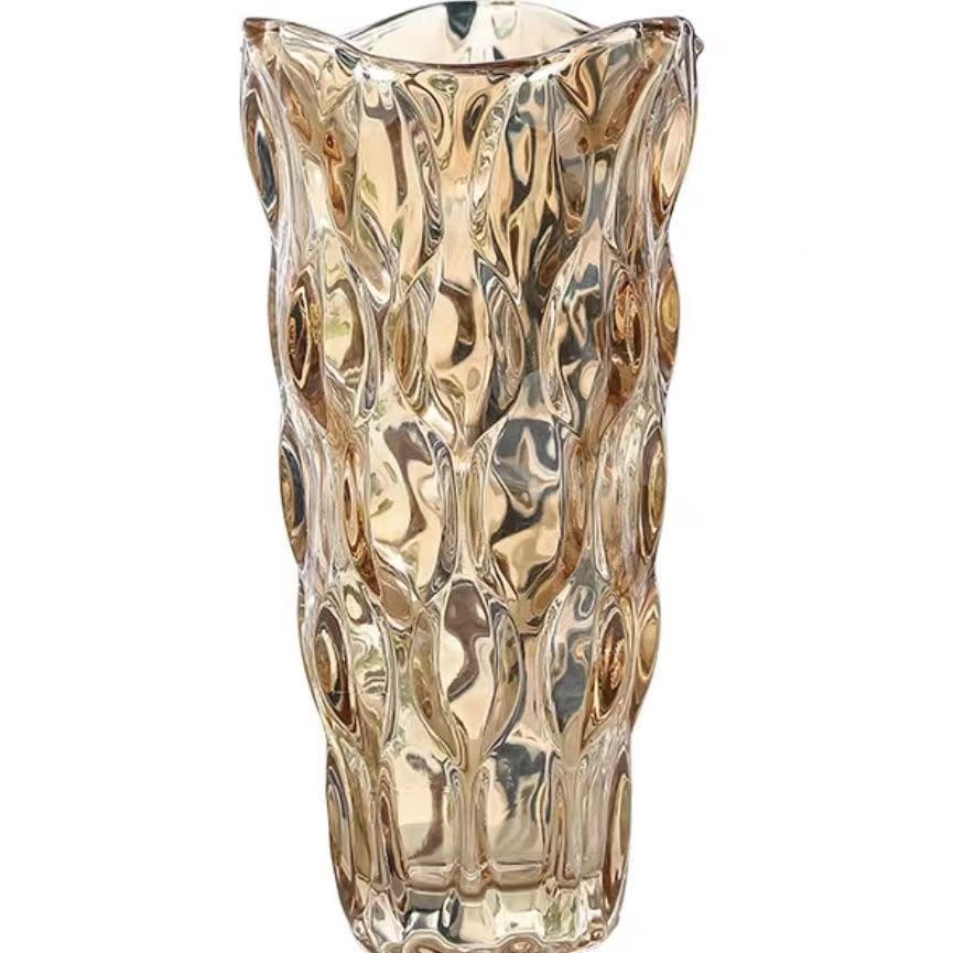 Artesanías de estilo europeo de la vendimia florero de cristal al por mayor florero bohemio de lujo ligero decoración del hogar arreglo floral