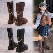 女童靴子2025新款秋冬长靴儿童长筒靴大童马丁靴高筒单靴皮靴潮流
