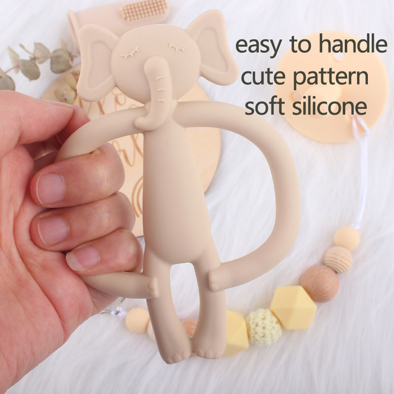 Nuevo bebé suministros estrella de dibujos animados chupete Cadena de silicona creativa conejo elefante mordedor juguete conjunto de cinco piezas