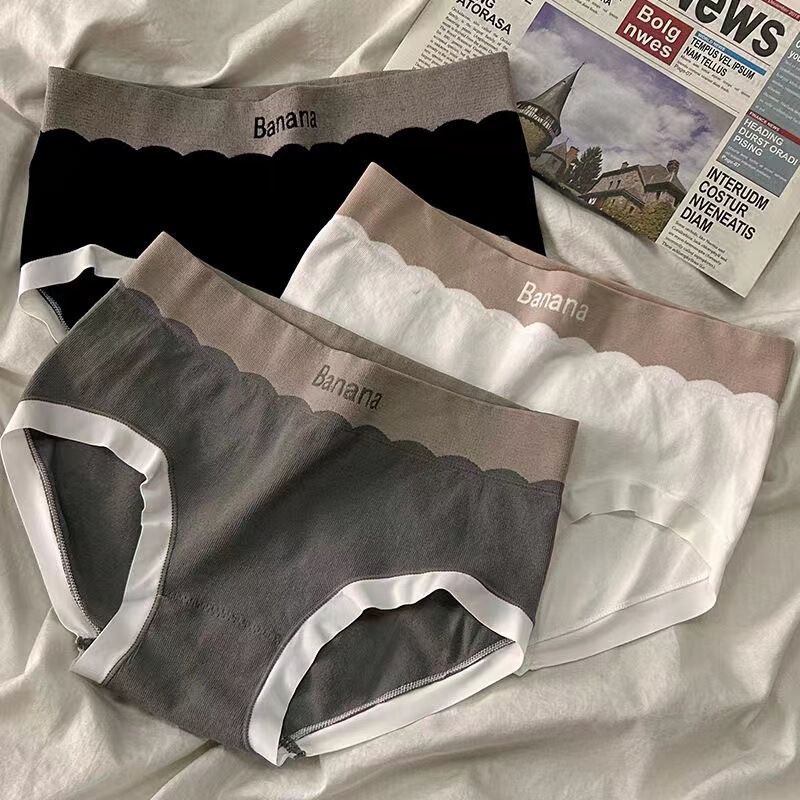 Women's Mid-waist hip-lifting seamless cotton crotch antibacterial breathable girl student ins sports briefs Women's Mid-waist hip-lifting seamless cotton crotch antibacterial breathable girl student ins sports briefs