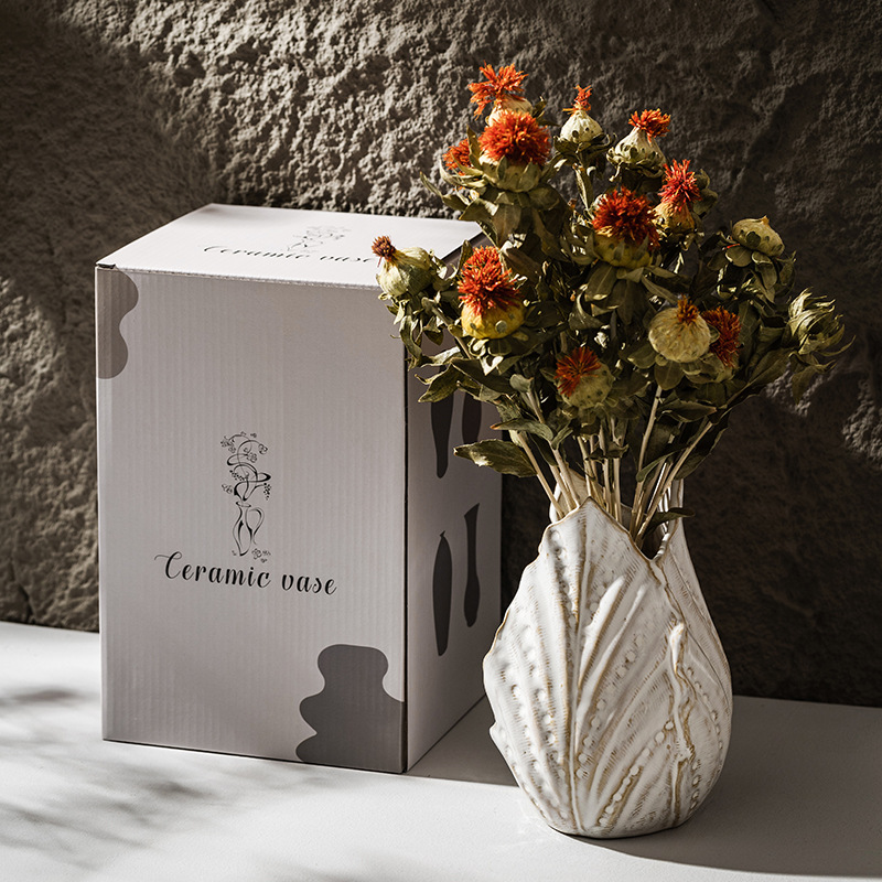 Nordic Minimalist Ceramic White Art Desktop Hydroponic Creative Decorative Ornament Flower Arrangement Vase Bloemen Deko Decoratie Blumenstrauß_voghion.com
