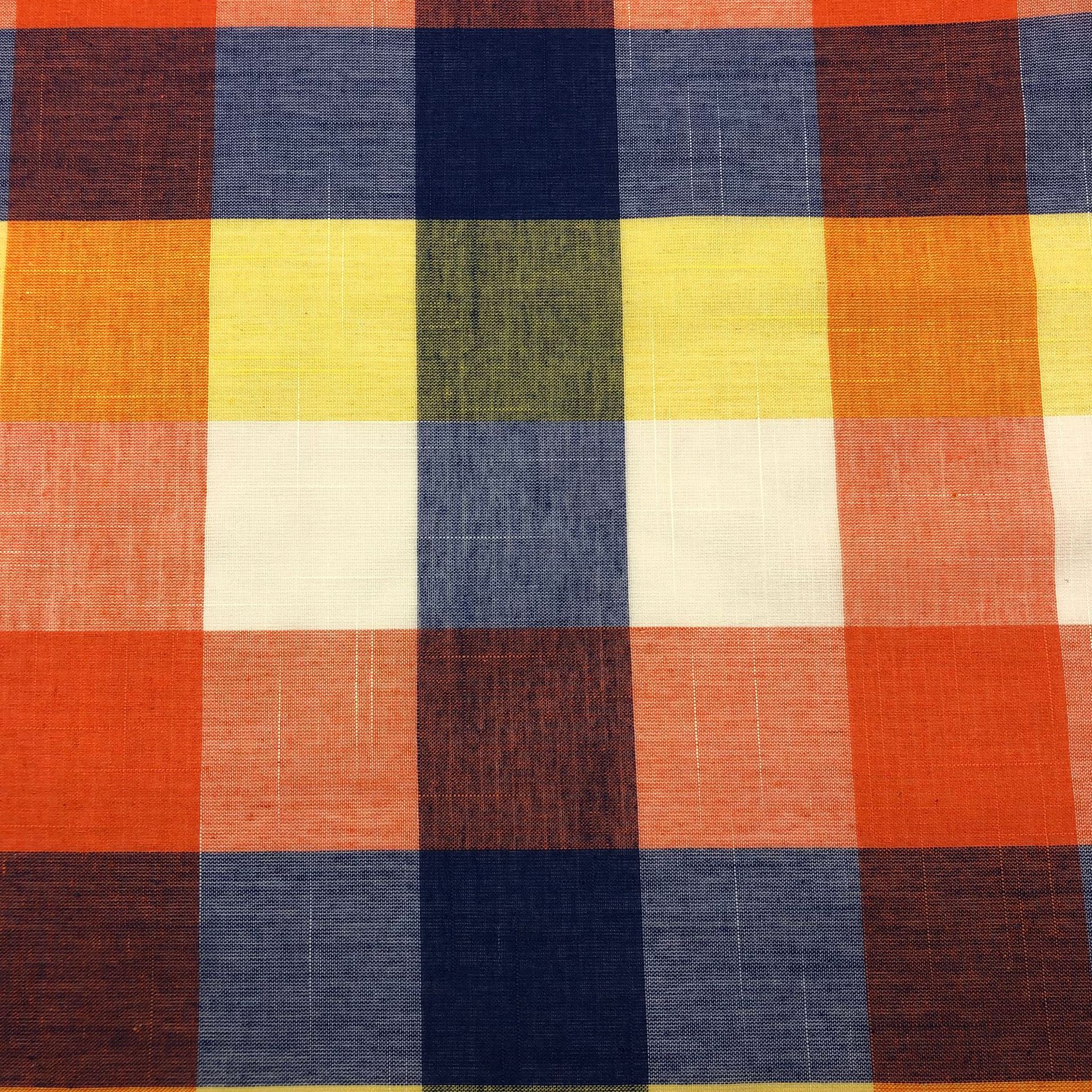 涤棉色织格子布衬衫面料彩色大格子平纹童装男女装家居服时装面料