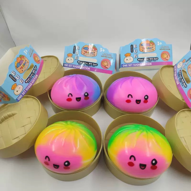 Bamboo de pellizco de pellizco de liberación creativa adorable expresión simulación de bolos de color rebote lento juguetes de descompresión transfronterizos