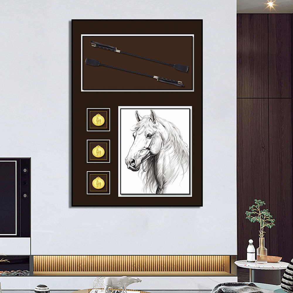 Pintura decorativa ecuestre, pintura de instalación tridimensional, pasillo de entrada, proyecto de hotel, pintura colgante estilo caballo, mural de arte creativo