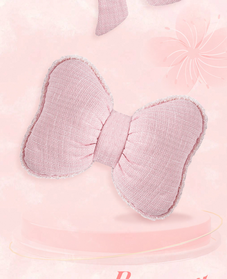 Blue Rain Original Car Headrest and Lumbar Support, Simple Solid Color Butterfly-Shaped Car Neck Pillow, Comfortable Chanel-Style Car Cushion