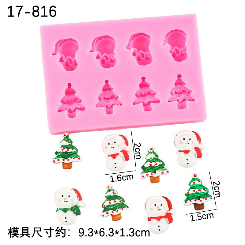 Navidad serie muñeco de nieve árbol de Navidad de dibujos animados accesorios molde de silicona de resina epoxi fondant decoración de chocolate para hornear