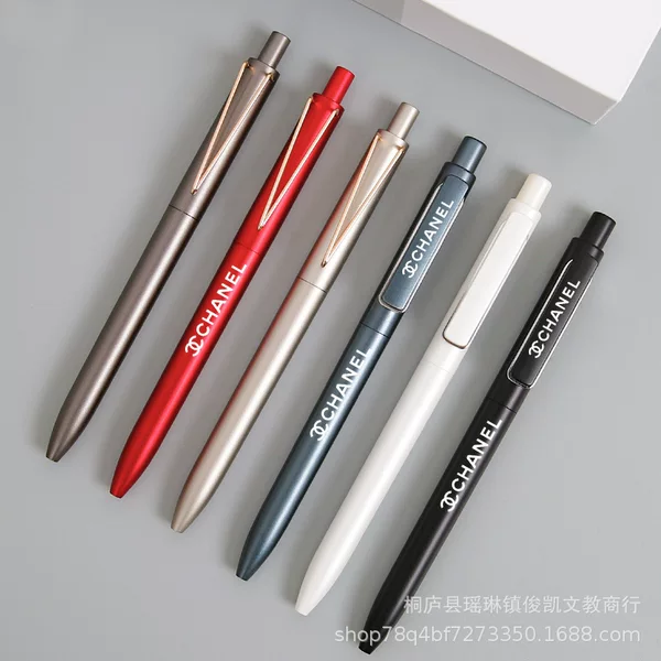 High-End V-Shaped Metal Pen, Press-Type Gel Pen, Heavy Feel, Business Signature Pen, Customizable Logo Advertising Pen, Gift Pen