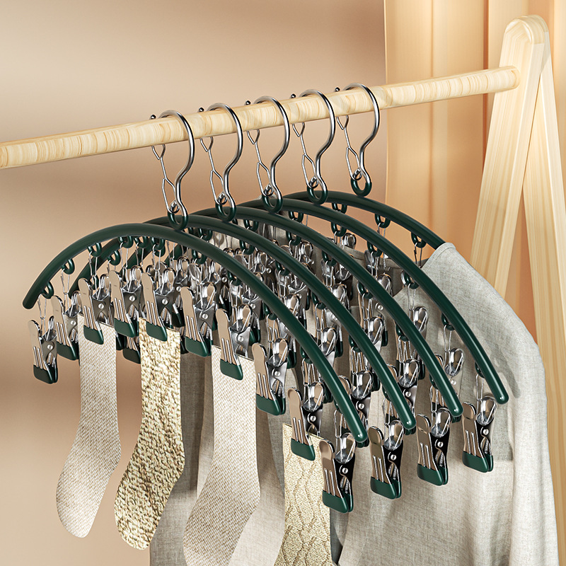 New Model Immersion-Plastic 10-Clip Socks Rack Multi-Function Clothesline with Multiple Clips for Drying Clothes Windproof Balcony Clothes Drying Gadget