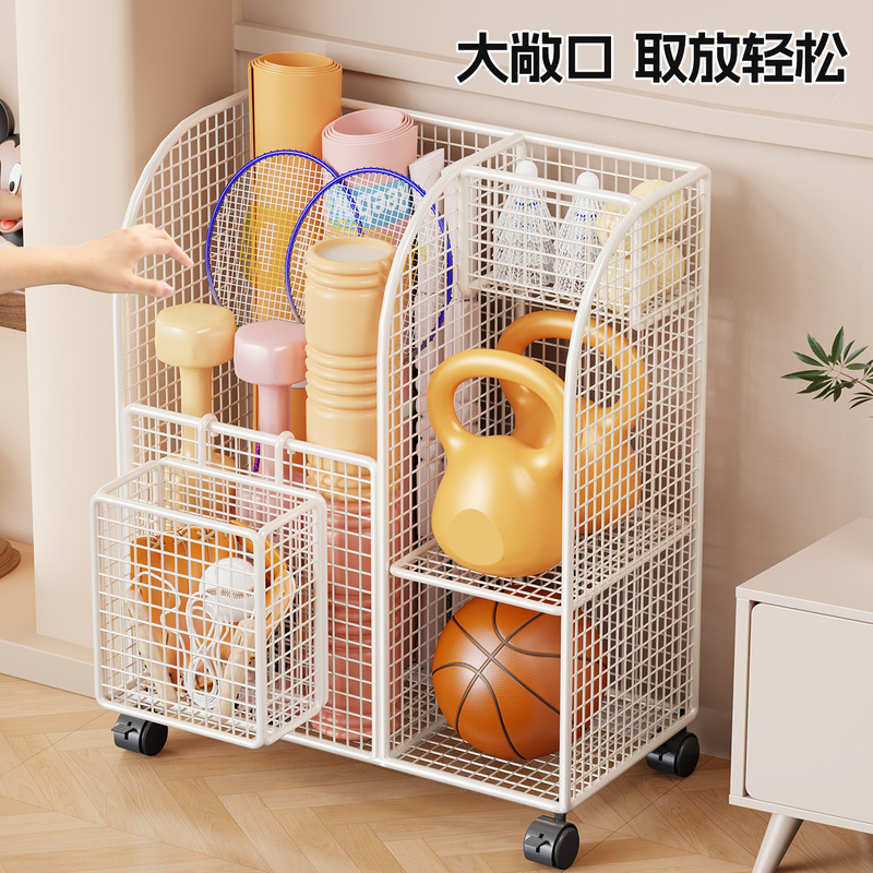 瑜伽垫收纳筐家用大容量带轮运动体育器材健身器材羽毛球拍收纳架|undefined