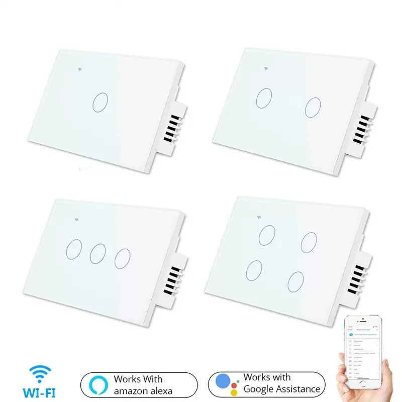WIFI智能墙壁开关美规 语音手机APP远程控制触摸开关 外贸爆款