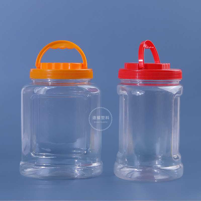 pet portable plastic jar dried fruit snack sealed jar 1000ml food storage jar portable transparent food jar