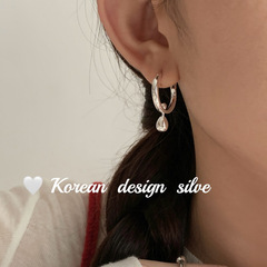 韓國ins風博主同款設計飾品 S925純銀水滴大耳扣小眾秋冬百搭款女