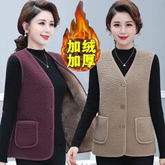 羊羔毛一体马甲女新款秋冬百搭时尚女士加绒加厚外穿背心马夹外套