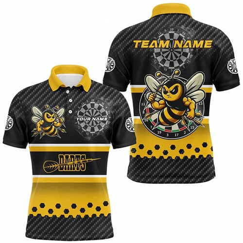 Funny Animal 3D Dart Polo Shirt for Men Fashion Bee Pattern Short Sleeve Top Casual Loose