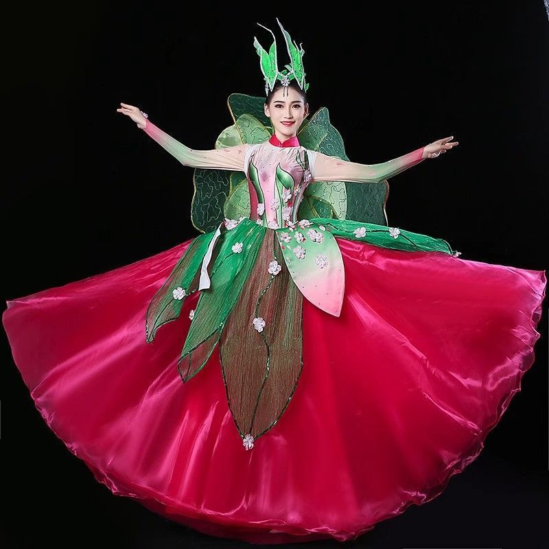 オープニングダンススイングスカート衣装花の世界花の妖精が祖国を歌う民族衣装重工業ダンスロングスカート|undefined