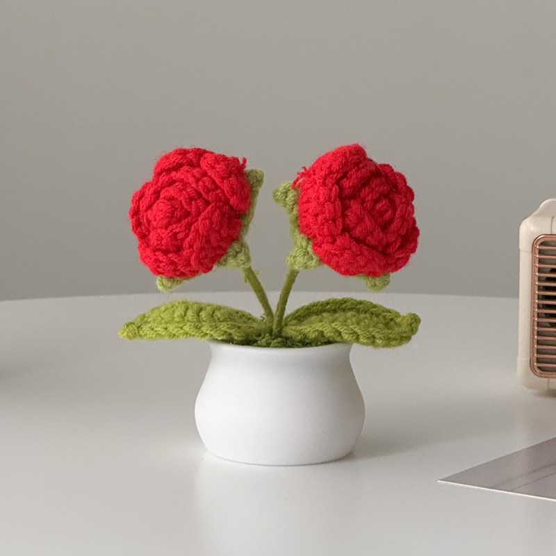 Regalos de día al por mayor girasoles para chicas, ramo de lana tejida a mano, adornos de mesa pequeños