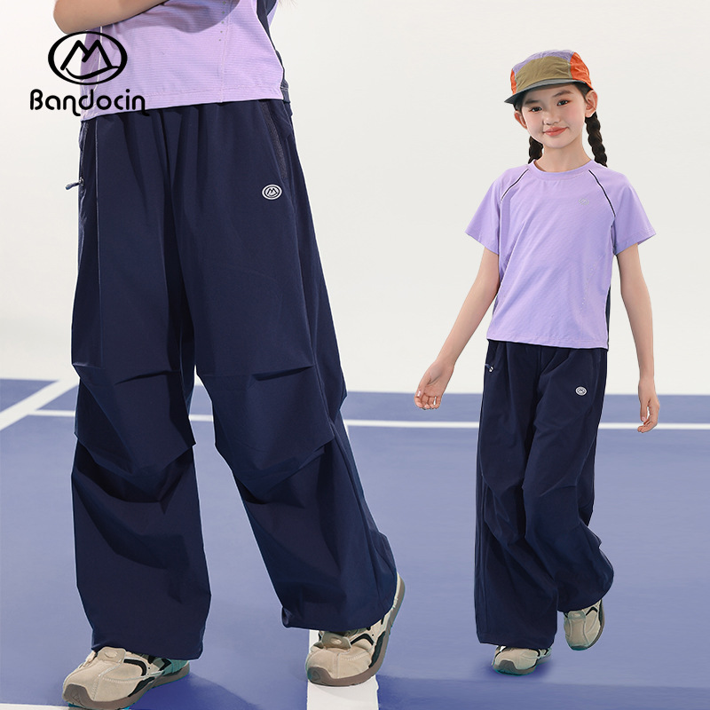 【洋風2点セット】女の子速乾半袖ワイドパンツサマースーツ薄手スポーツパンツ万能|undefined