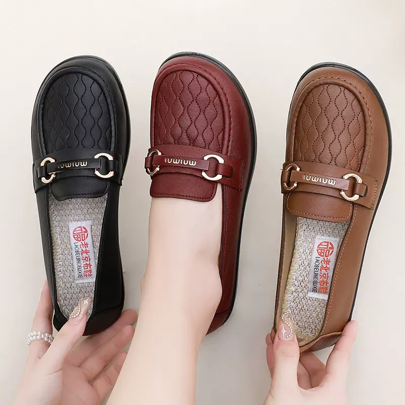 2024春秋季新款中老年妈妈鞋轻便防滑休闲软底鞋圆头老人鞋女