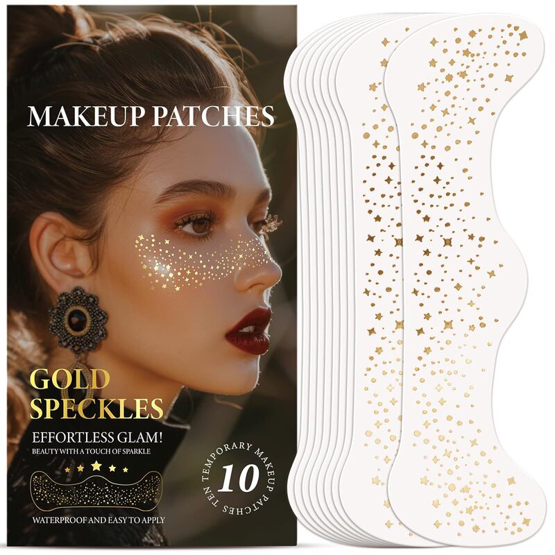 10-piece set of European and American style gold foil freckle stickers, waterproof and long-lasting, for party and music festival temporary makeup, face tattoo stickers 10-piece set of European and American style gold foil freckle stickers, waterproof and long-lasting, for party and music festival temporary makeup, face tattoo stickers