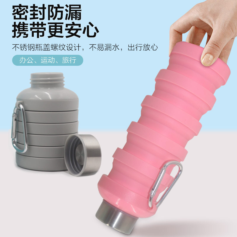 Taza de agua plegable de deportes al aire libre para viajar con hervidor portátil retráctil resistente a altas temperaturas y desgaste de grado alimenticio taza de agua de silicona