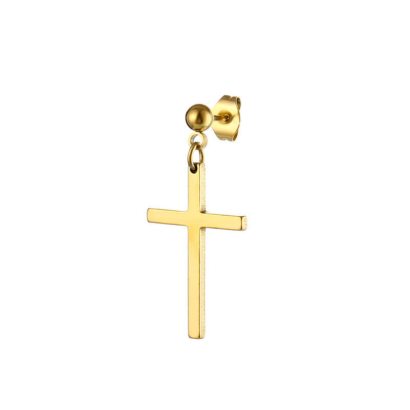 Simple Style Cross Titanium Steel Drop Earrings 1 Piece display picture 5