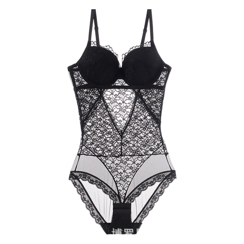 Sexy sexy ropa interior de una pieza push up anillo de acero encaje cuerpo de las mujeres que forma la cintura encaje de una pieza sujetador de una pieza