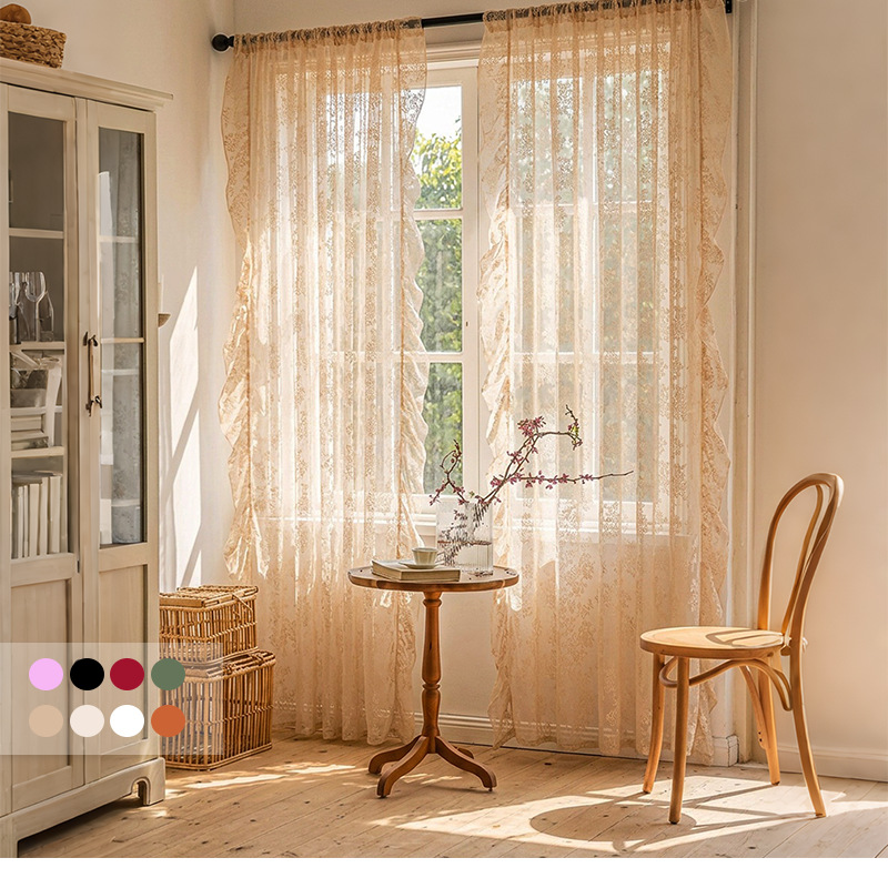 Novo modelo de cortina semi-opaca inspirada no estilo francês para sala de estar, escritório e quarto infantil._voghion.com