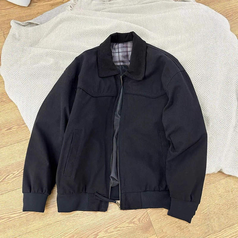 Detroit Work Jacket Men's Spring and Autumn Short Shoulder Lapel American Retro Barn Style Jacket Detroit Work Jacket Men's Spring and Autumn Short Shoulder Lapel American Retro Barn Style Jacket