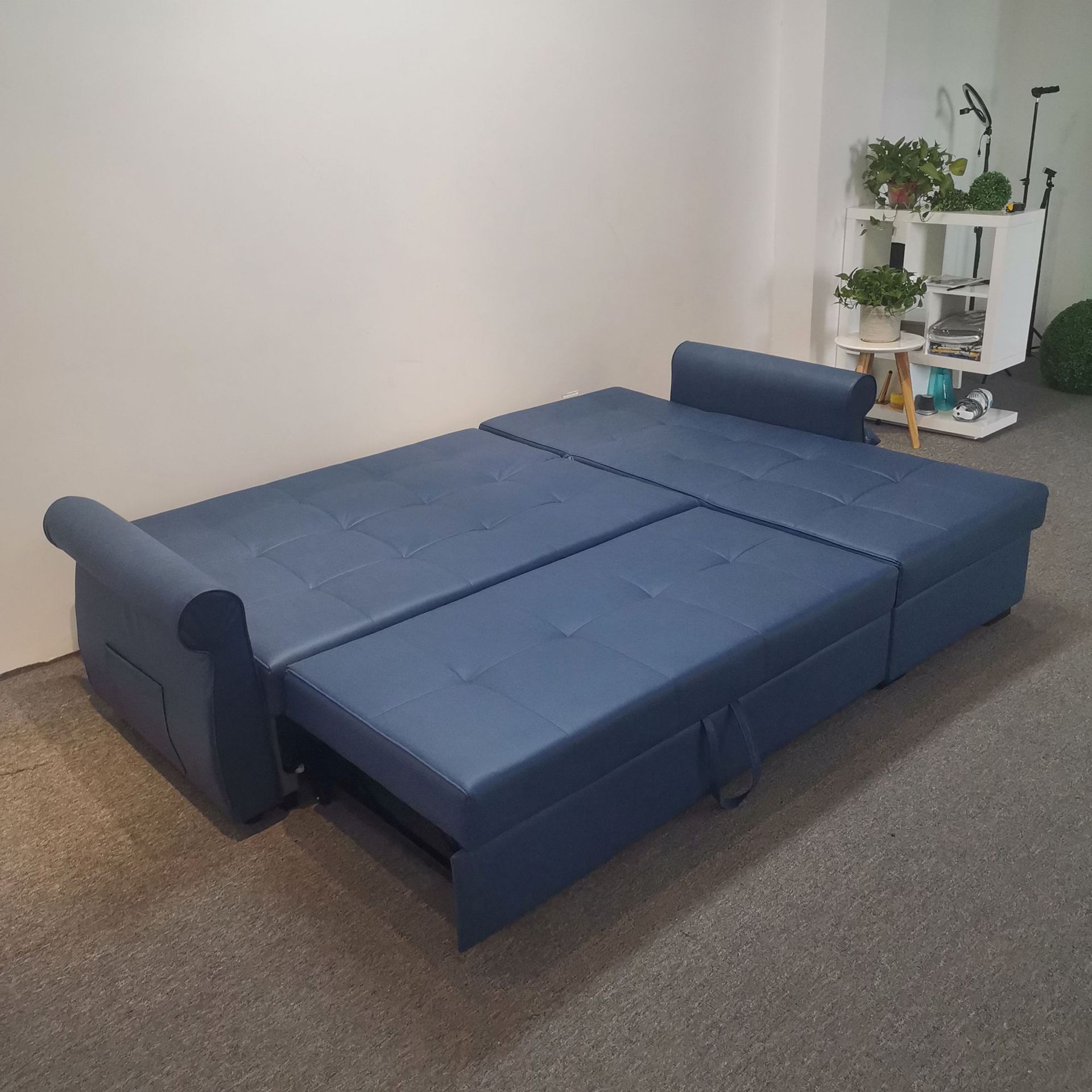 Sofá cama de doble propósito plegable esquina de sala de estar apartamento multifuncional desmontación y lavado almacenamiento tecnología de tela sofá cama