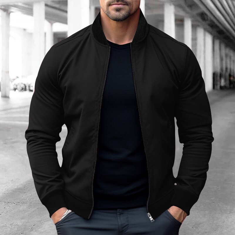 Men's Stand-Up Collar Zippered Casual Long-Sleeved Sweatshirt Jacket For Autumn And Winter_voghion.com