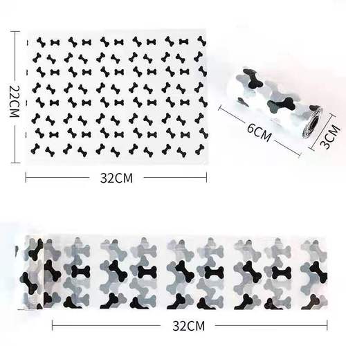 Direct factory supply printed break-apart biodegradable pet waste bags, portable dog poop bags, outdoor dog walking pick-up bags